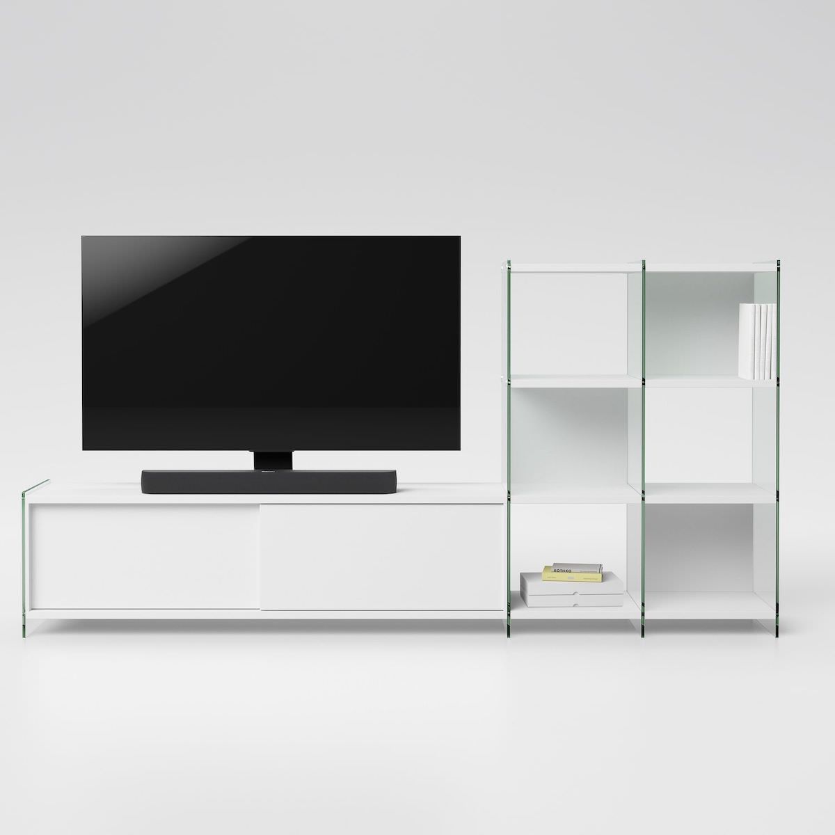 Mobile TV e scaffale Tibor per sottoscala